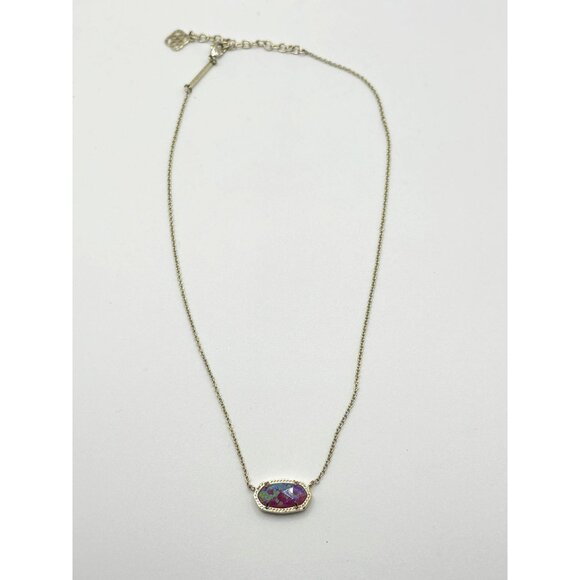Kendra Scott Elisa Gold-Plated Necklace With Iridescent Opal Stone Pendant - Picture 1 of 6
